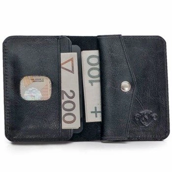 Skórzany cienki portfel męski z bilonówką SOLIER SW16 SLIM czarny