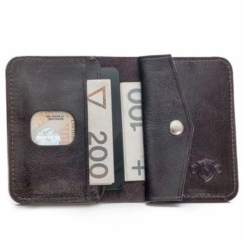Skórzany cienki portfel męski z bilonówką SOLIER SW16 SLIM ciemny brąz
