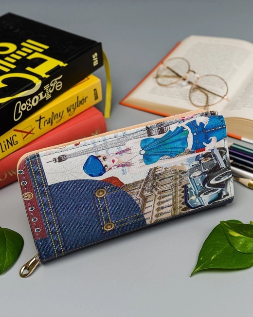 Dziewczęcy portfel beżowy print WSD-01 CAR