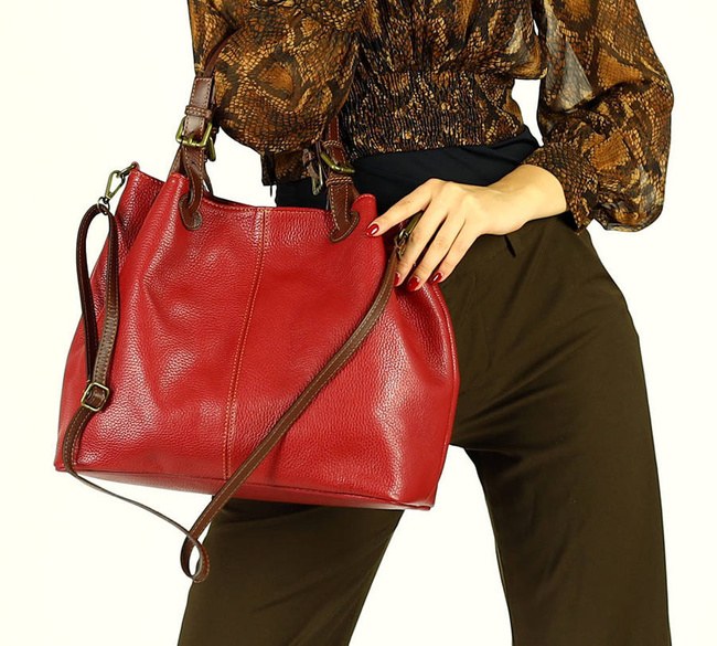 Shopper bag MARCO MAZZINI ciemny czerwony s268d