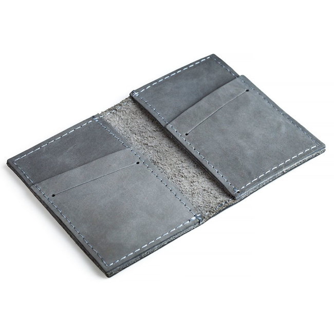Skórzany cienki portfel slim wallet BRODRENE SW03 szary