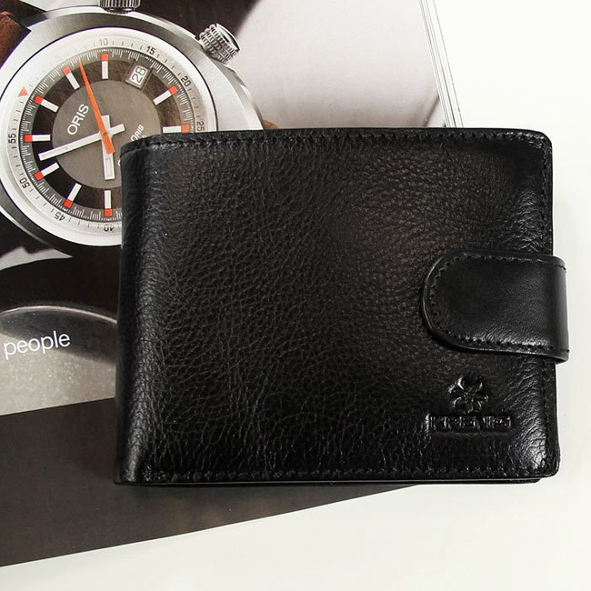 Skórzany portfel męski KRENIG Classic 12080 czarny w pudełku